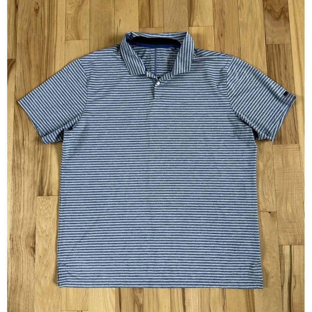 Nike TW Tiger Woods Shirt Mens XL Vapor Dry Blue Stripe Golf Polo BQ6722-431